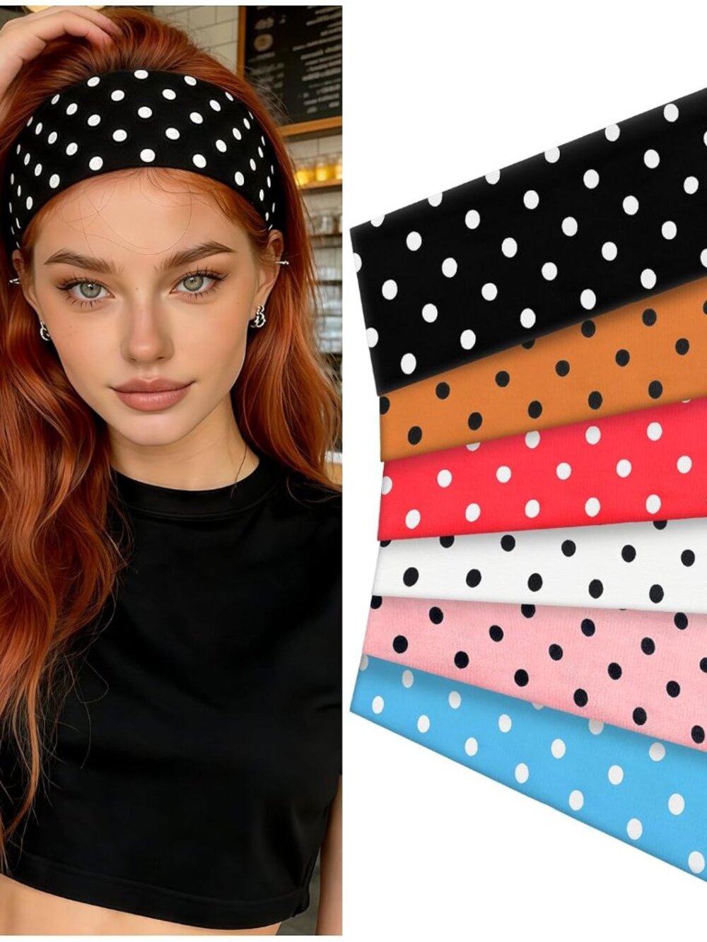 6pcs Dot Headbands For Women Girls Non Slip Trendy Cheetah Wide Headbands Fashio